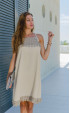 Casual summer dresses / Beige Elegant Regular fit Georgette and Leather elements Sleeveless Summer Midi Dress