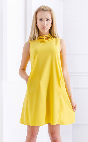 yellow midi Summer dresses ⭐ Yellow wide cut dress