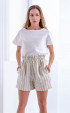 beige mini Pants ⭐ Short linen striped pants with pockets