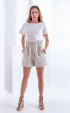 beige mini Pants ⭐ Short linen striped pants with pockets