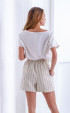 beige mini Pants ⭐ Short linen striped pants with pockets