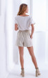 beige mini Pants ⭐ Short linen striped pants with pockets