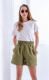 beige mini Pants ⭐ Short linen striped pants with pockets