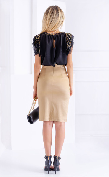 Beige high waisted skirt best sale