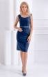 Midi dark blue dress with removable belt