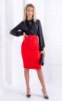 red midi Skirts ⭐ Red elegant slim fit high waist slit skirt