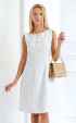 Cut out sleeveless bouclé dress with silver buttons