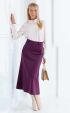 Womens long winter skirt below the knee in burgundy color